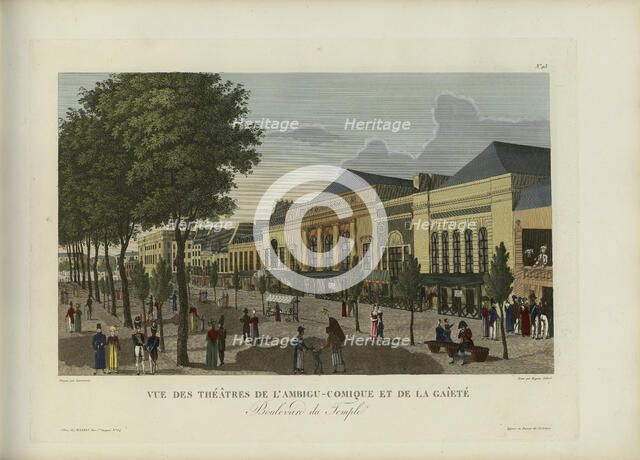 Vue des théâtres de l'Ambigu-comique et de la Gaîté, boulevard du Temple, 1817-1824. Creator: Courvoisier-Voisin, Henri (1757-1830).