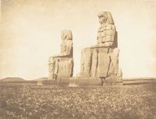 Vue des deux colosses de l'Aménophéum, à Thèbes, 1849-50. Creator: Maxime du Camp