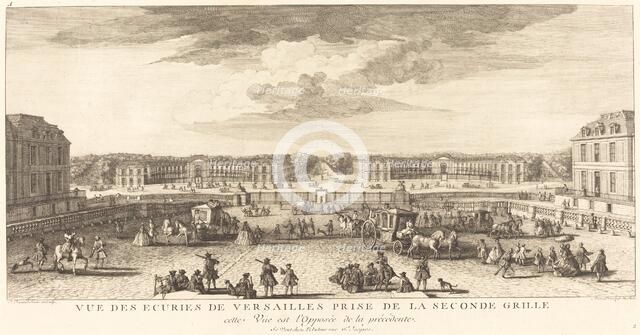 Vue des Ecuries de Versailles Prise de la Seconde Grille. Creator: Jacques Rigaud.
