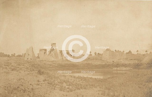 Vue des propylées du palais de Karnac, prise du Sud-Est, 1849-50. Creator: Maxime du Camp.