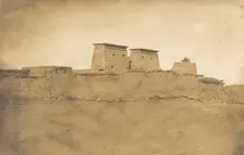 Vue des Pylones du Temple Khons et d'une partie du village de Karnac, 1849-50. Creator: Maxime du Camp