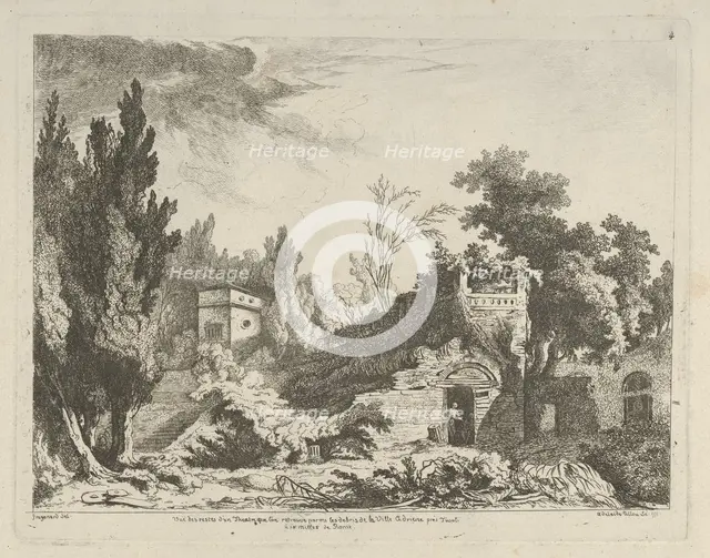 Vue des restes d'un théâtre from Differentes vues dessiné d'après nature... dans l..., 18th century. Creator:  Adélaide Allou.