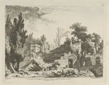 Vue des restes d'un théâtre from Differentes vues dessiné d'après nature... dans l..., 18th century. Creator: Adélaide Allou