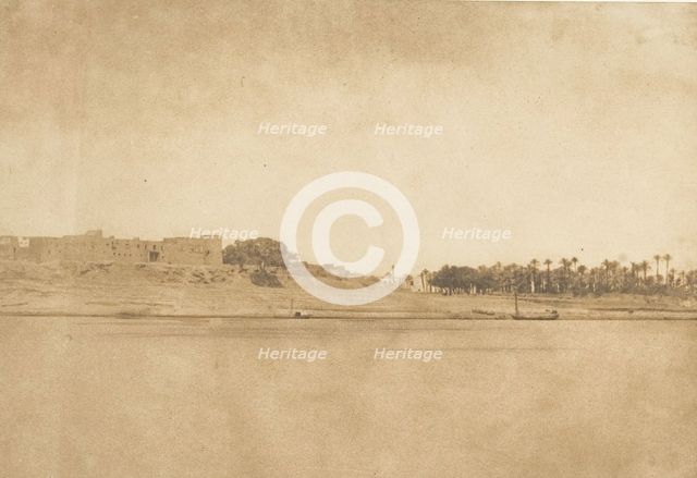 Vue générale d'Esné (No. 3, pointe Nord), 1849-50. Creator: Maxime du Camp.