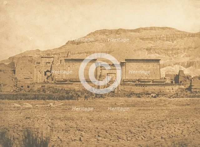 Vue générale de Médinet-habou, prise de l'Est (Thèbes), 1849-50. Creator: Maxime du Camp.