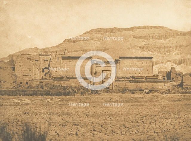 Vue générale de Médinet-habou, prise de l'Est (Thèbes), 1849-50. Creator: Maxime du Camp.