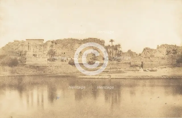 Vue générale de l'ile de Philae, prise de l'Est, 1849-50. Creator: Maxime du Camp.