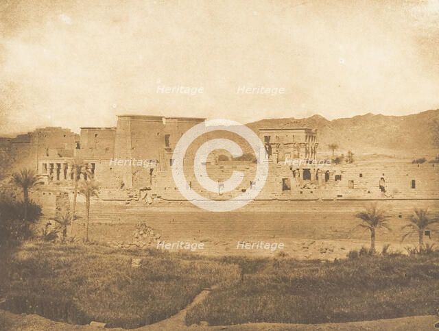 Vue générale de l'ile de Philae, prise de l'ile de Begueh (Ouest), 1849-50. Creator: Maxime du Camp.