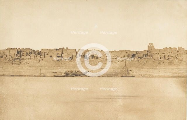 Vue générale d'Esné (No. 1 extrêmité Sud), 1849-50. Creator: Maxime du Camp.