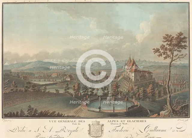 Vue generale des Alpes et Glaciers. Creator: Charles-Melchior Descourtis.