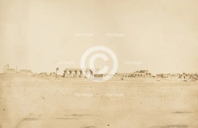 Vue générale des Ruines de Louxor, prise de l'Ouest (Thèbes), 1849-50. Creator: Maxime du Camp.
