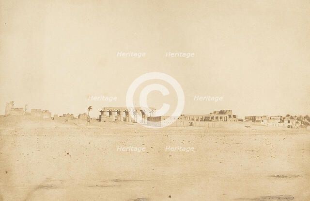 Vue générale des Ruines de Louxor, prise de l'Ouest (Thèbes), 1849-50. Creator: Maxime du Camp.