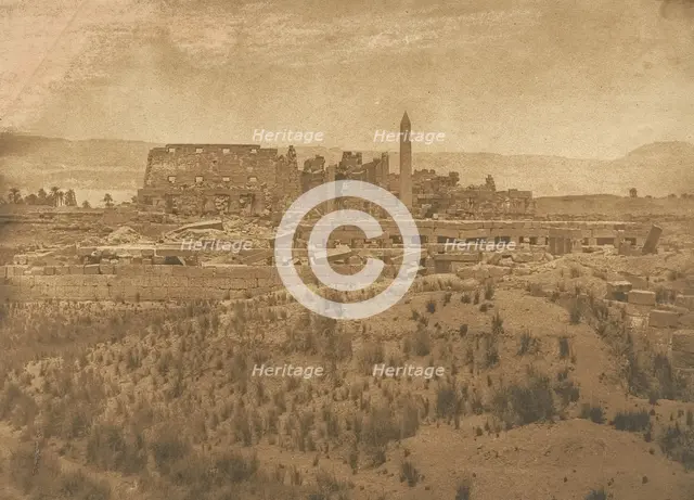 Vue générale des Ruines du Palais de Karnac (prise à l'Est) - Thèbes, 1849-50. Creator: Maxime du Camp.
