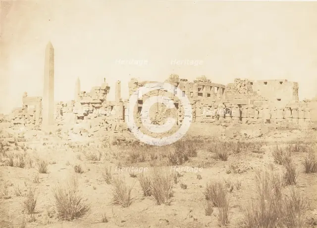 Vue générale des ruines du Palais de Karnac, prise du Nord, 1849-50. Creator: Maxime du Camp.
