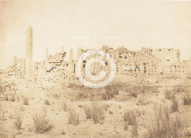 Vue générale des ruines du Palais de Karnac, prise du Nord, 1849-50. Creator: Maxime du Camp.