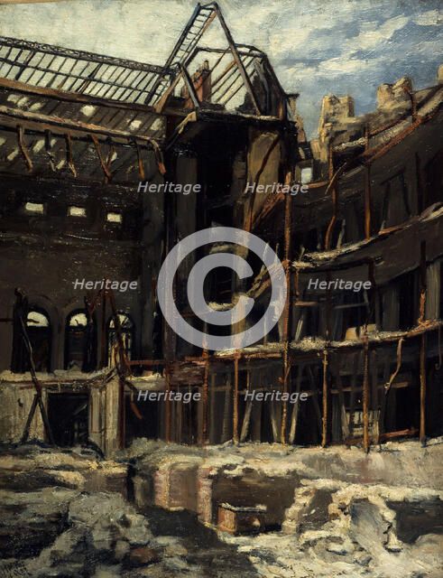 Vue intérieure de l'Opéra-Comique, depuis la scène, après l'incendie du 15 mai 1887, place Boieldieu Creator: Henri-Martin Vos.