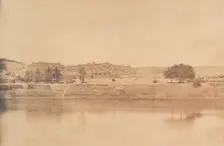 Vue prise à l'Est de Philae - Village de Abou-Kouli; Route d'Assouan, 1849-50. Creator: Maxime du Camp