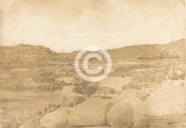 Vue prise à la première Cataracte (Rive droite), 1849-50. Creator: Maxime du Camp.