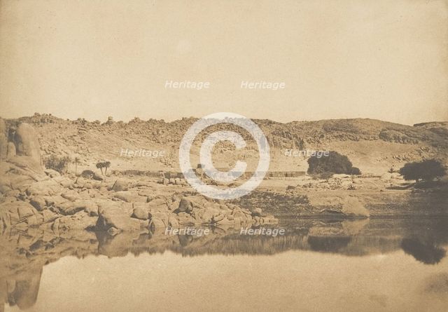 Vue prise au Nord de Philae - Village de Kounoço, 1849-50. Creator: Maxime du Camp.