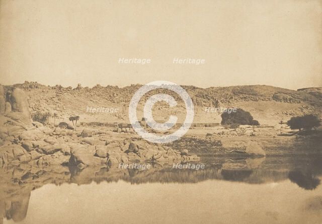 Vue prise au Nord de Philae - Village de Kounoço, 1849-50. Creator: Maxime du Camp.