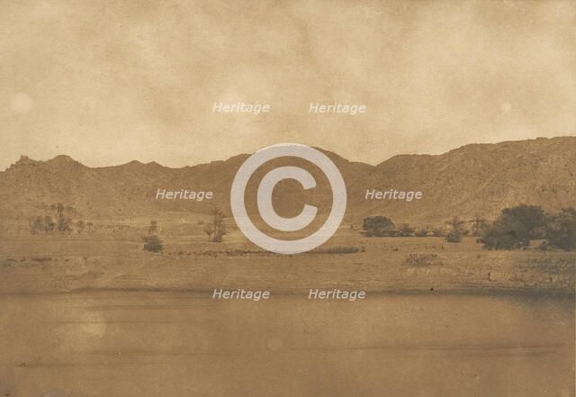 Vue prise du Nord-Est de Philae - Village de Kolokina, 1849-50. Creator: Maxime du Camp.