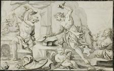 Vulcan Making Arms for Achilles, while Venus and Cupid Look On, n.d. Creator: Abraham Drentwett