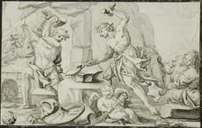 Vulcan Making Arms for Achilles, while Venus and Cupid Look On, n.d. Creator: Abraham Drentwett
