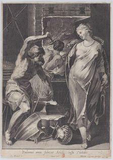 Vulcan forging the armor of Achilles, 1624-75. Creator: Pierre Daret