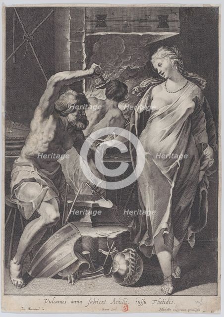 Vulcan forging the armor of Achilles, 1624-75. Creator: Pierre Daret.