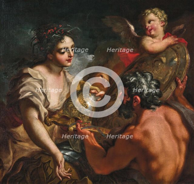 Vulcan hands Thetis the shield for Achilles, . Creator: Balestra; Antonio (1666-1740).