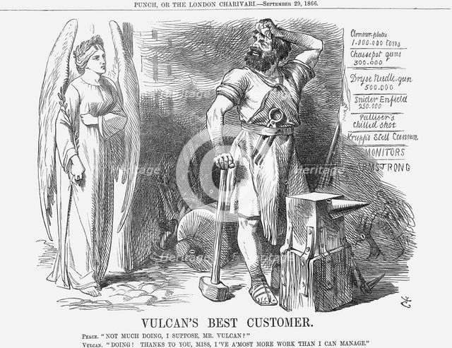 'Vulcan's Best Customer', 1866. Creator: John Tenniel.