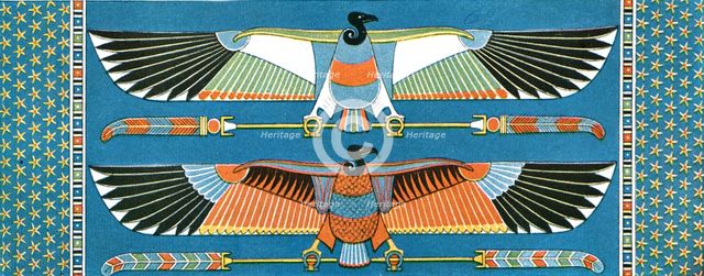 Vulture ceiling decorations, Philae, Egypt, (1928). Creator: Unknown.