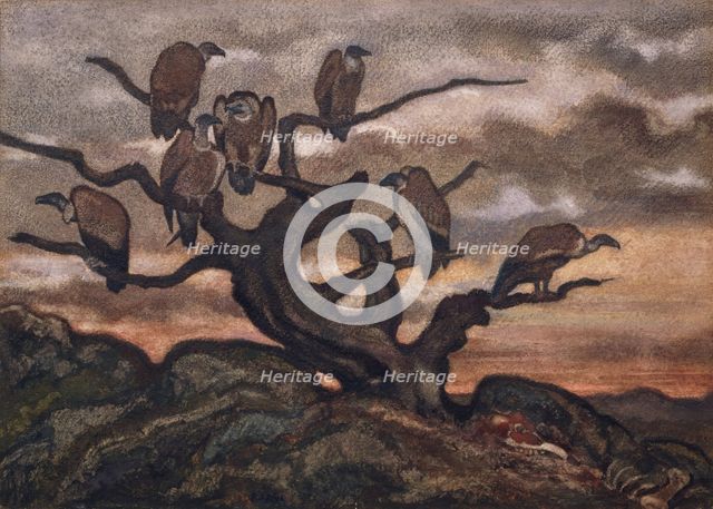 Vultures on a Tree, 1810-75. Creator: Antoine-Louis Barye.