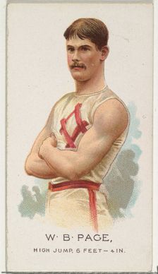 W.B. Page, High Jump, from World's Champions, Series 2 (N29) for Allen & Ginter Cigarettes..., 1888. Creator: Allen & Ginter