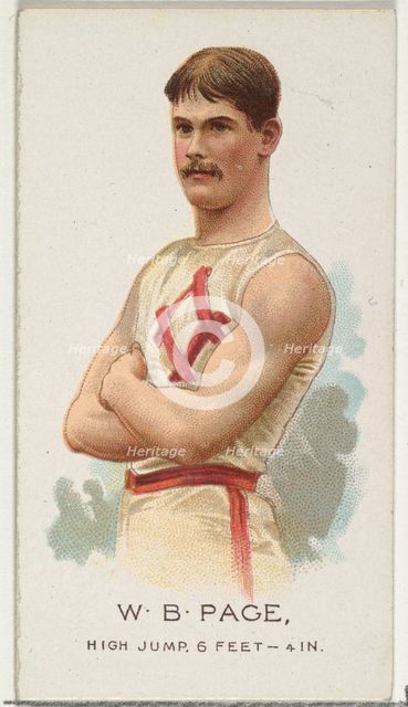 W.B. Page, High Jump, from World's Champions, Series 2 (N29) for Allen & Ginter Cigarettes..., 1888. Creator: Allen & Ginter.