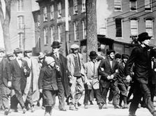 W.D. Haywood leads Lowell strike parade, 1912. Creator: Bain News Service