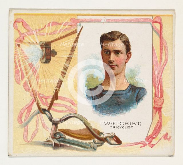 W.E. Crist, Tricyclist, from World's Champions, Second Series (N43) for Allen & Ginter Cig..., 1888. Creator: Allen & Ginter.