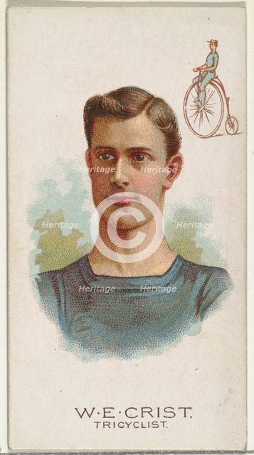 W.E. Crist, Tricyclist, from World's Champions, Series 2 (N29) for Allen & Ginter Cigarett..., 1888. Creator: Allen & Ginter.