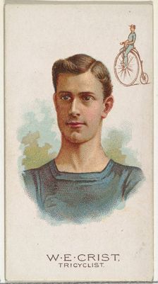 W.E. Crist, Tricyclist, from World's Champions, Series 2 (N29) for Allen & Ginter Cigarett..., 1888. Creator: Allen & Ginter