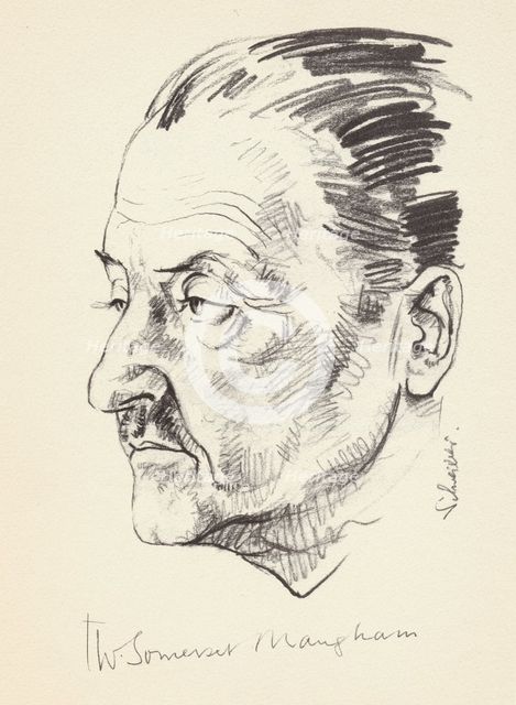 W Somerset Maugham, British author, (c1930s?) Artist: Unknown