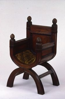X-Frame Armchair, England, 1840/45. Creator: Lewis Nockalls Cottingham