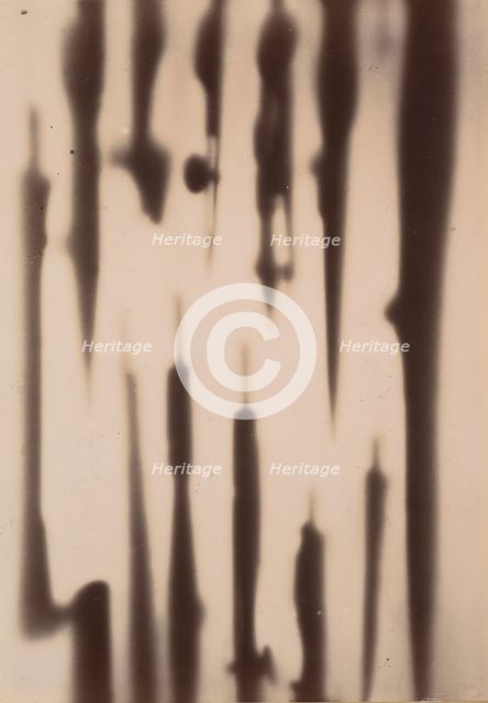 [X-Ray of a Box Compasses and Drawing Tools], 1896. Creator: Henri van Heurck.