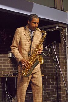 Xhosa Cole Trio, Splash Point Jazz Club, Fishermen’s Club, Eastbourne, East Sussex, 26 Apr 2023. Creator: Brian O'Connor