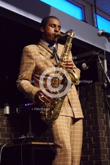Xhosa Cole Trio, Splash Point Jazz Club, Fishermen’s Club, Eastbourne, East Sussex, 26 Apr 2023. Creator: Brian O'Connor.