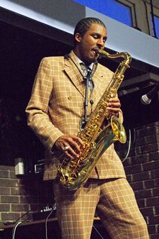 Xhosa Cole Trio, Splash Point Jazz Club, Fishermen’s Club, Eastbourne, East Sussex, 26 Apr 2023. Creator: Brian O'Connor