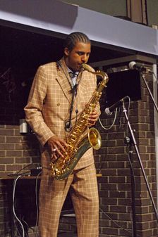 Xhosa Cole Trio, Splash Point Jazz Club, Fishermen’s Club, Eastbourne, East Sussex, 26 Apr 2023. Creator: Brian O'Connor