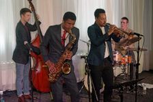 Xhosa Cole, Jay Phelps, James Owston, Xhosa Cole Quartet, Watermill Jazz Club, Dorking, Surrey, 2020 Creator: Brian O'Connor