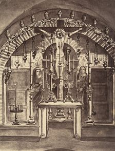 XIIe Station. Jésus meurt sur la croix. Autel élevé sur le lieu même ou le Christ..., 1860 or later. Creators: Louis de Clercq, H Jannin