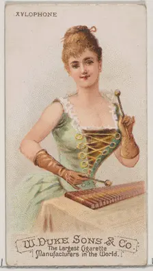 Xylophone, from the Musical Instruments series (N82) for Duke brand cigarettes, 1888., 1888. Creator: Schumacher & Ettlinger