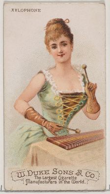 Xylophone, from the Musical Instruments series (N82) for Duke brand cigarettes, 1888., 1888. Creator: Schumacher & Ettlinger